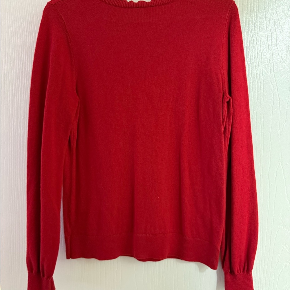 Talbots Vibrant Red Ruffle Sweater - Picture 3 of 5